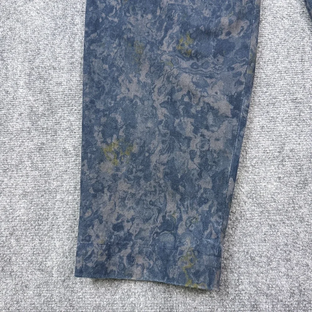 Vintage Mens House Pleated Pants‎ Mens Blue Gray Marbled Print Talon Zip Tapered